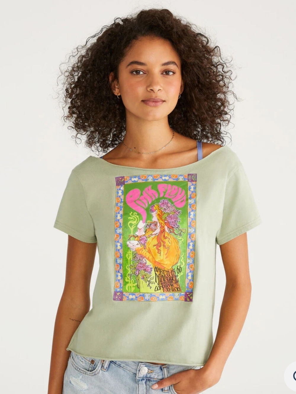 Aeropostale Pink Floyd Sage Green Short Sleeve Graphic Tee